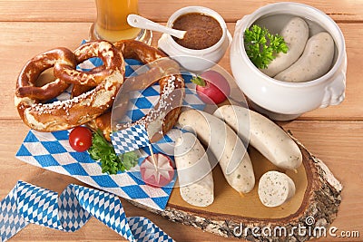 Bavarian veal sausage breakfast Stock Photo