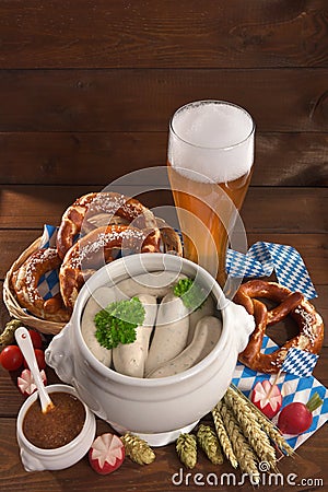 Bavarian veal sausage breakfast Stock Photo