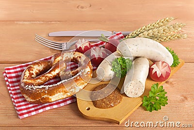 Bavarian veal sausage breakfast Stock Photo