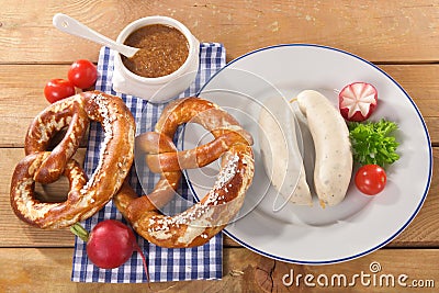 Bavarian veal sausage breakfast Stock Photo