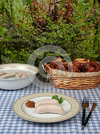 Bavarian white sausages weisswurst Stock Photo