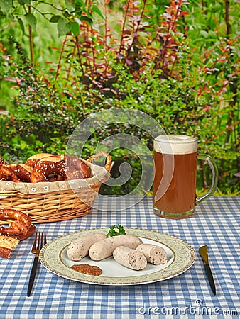 Bavarian white sausages weisswurst Stock Photo