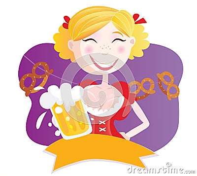 Bavarian woman with beer Vector Illustration