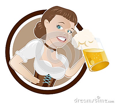 Bavarian woman with beer Vector Illustration