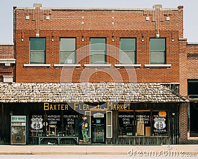 Baxter Flea Market in Baxter Springs, on Route 66 in Kansas Editorial Stock Photo