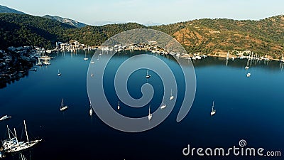 Bay. Anchorage for yachts. Photo from a height Stock Photo