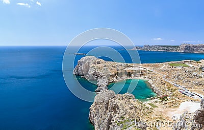Bay Apostle Paul Rhodes, Greece Stock Photo