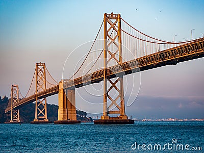 Bay area bridge dusk san francisco california Stock Photo