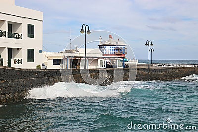 In the bay of Arrieta, Lanzarote, Canary Islands. Editorial Stock Photo