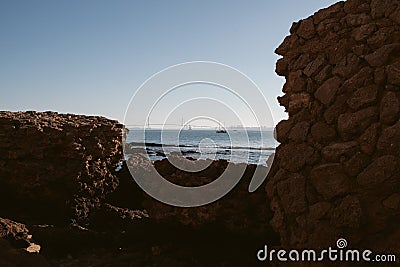 Bay of Cadiz. View of 1812 Constitution bridge at Cadiz from the beach. Stock Photo