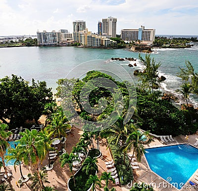 Bay in El San Juan and hotels Editorial Stock Photo
