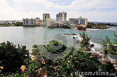 Bay in El San Juan and hotels Editorial Stock Photo