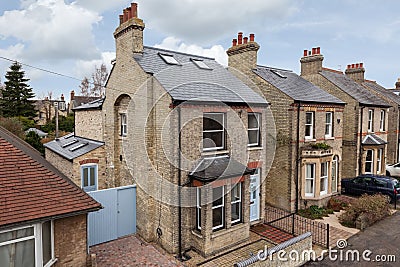 Bay fronted Victorian detached house - Cambridge street scene Editorial Stock Photo