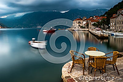 Bay of Kotor in Perast, Montenegro Stock Photo