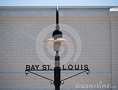 Old Fashioned Street Lamp in Bay St. Louis, Mississippi Editorial Stock Photo
