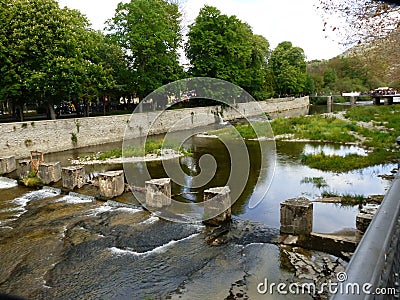 BEAUTIFUL RIVER A CLOUDY SPRING DAY Stock Photo