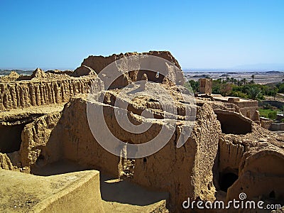 The ruins of Bayazeh Castle near Yazd Iran Stock Photo