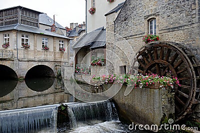 Bayeux, France - walking along the river L`Aure 02 Editorial Stock Photo