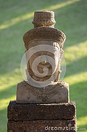 Bayon statue stone face, angkor wat Stock Photo