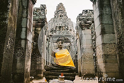 Bayon temple in Angkor in Cambodia Editorial Stock Photo