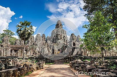 Bayon temple in Angkor Thom Stock Photo