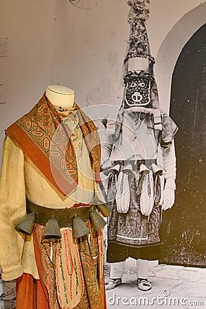 Bayonne, France - Traditional textiles and costumes on display at the Basque Museum / Musee Basque et de l Editorial Stock Photo