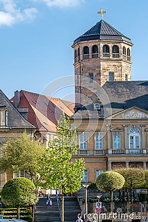 Bayreuth old town - with the octagonal tower of the Castle Church (SchloÃŸkirche) Editorial Stock Photo