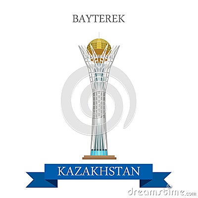 Bayterek in Astana Kazakhstan vector flat attraction landmarks Vector Illustration