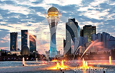 Nursultan Capital city of Kazakhstan Summer Evening skyline Stock Photo