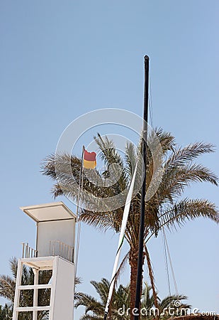 Baywatch tower on the beach Stock Photo