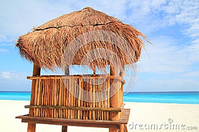 Baywatch wood brown house in Cancun sunroof Stock Photo