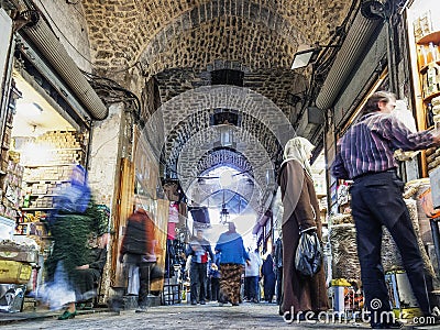 Bazaar souk market in aleppo old town syria Editorial Stock Photo