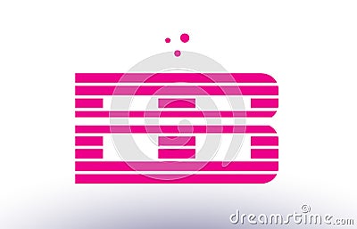 bb b b pink purple line stripe alphabet letter logo vector temp Vector Illustration