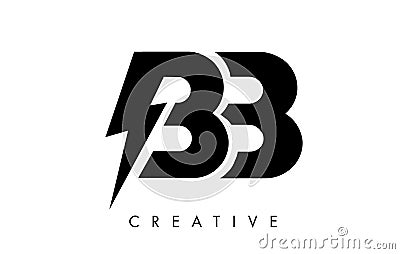 BB Letter Logo Design With Lighting Thunder Bolt. Electric Bolt Letter Logo Vector Illustration