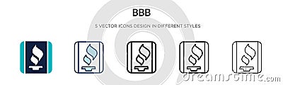 Bbb icon in filled, thin line, outline and stroke style. Vector illustration of two colored and black bbb vector icons designs can Vector Illustration