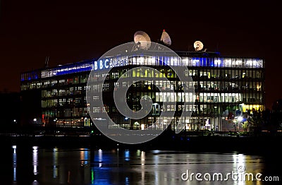 BBC Studios in Glasgow at night Editorial Stock Photo