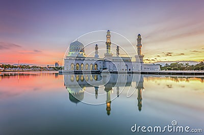 Bbeautiful sunrise at Kota Kinabalu City Mosque Sabah Borneo, Malaysia Stock Photo