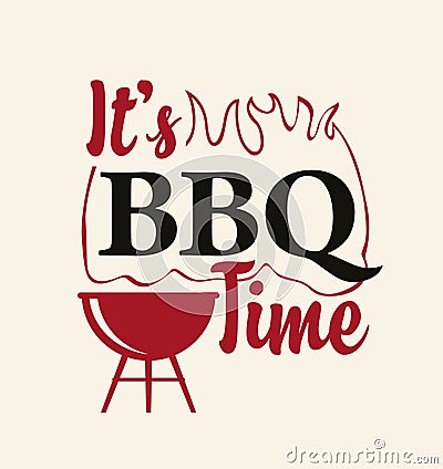 BBQ banner with decorative barbecue grill and fire Vector Illustration