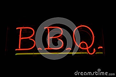 BBQ Barbecue Neon Sign Stock Photo