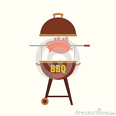 BBQ/barbecue party blank invitation template with a pig Vector Illustration
