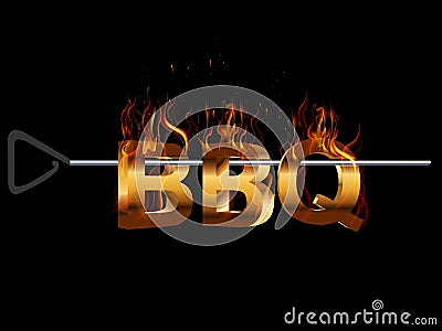 BBQ Barbecue Party invitation, fire flame smoking effect Vector Illustration