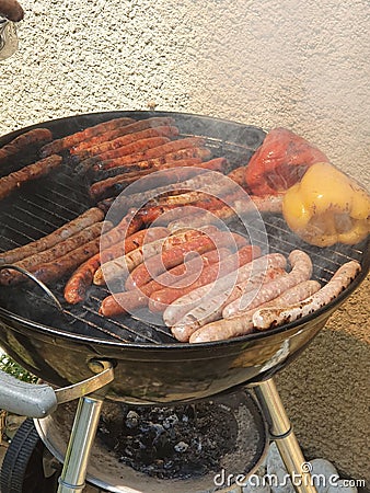 BBQ Chilly Sunday Night Family Stock Photo