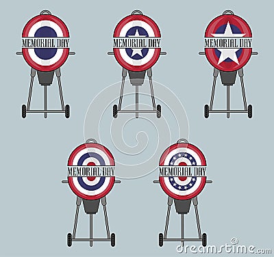 BBQ Design with Patriotic Bunting Flag Vector Illustration