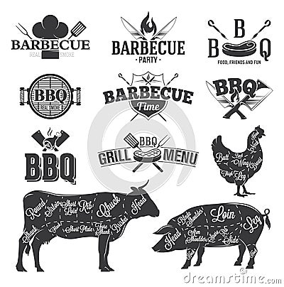 BBQ Emblems and Logos Vector Illustration