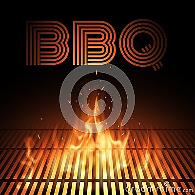 BBQ fire grille Cartoon Illustration