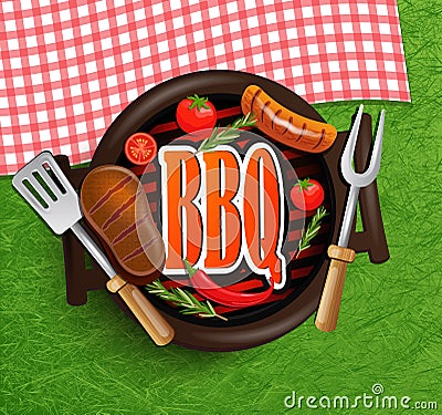 BBQ Grill elements. Vector Illustration