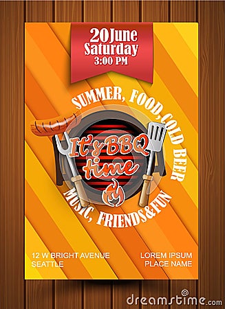 BBQ Grill flyer. Vector Illustration