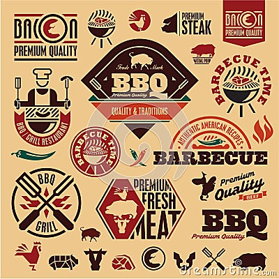 BBQ grill labels Vector Illustration