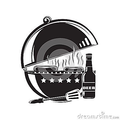 BBQ grill logo icon. Barbecue. Grilled meat Vector Illustration