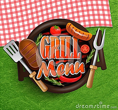 BBQ Grill menu. Vector Illustration